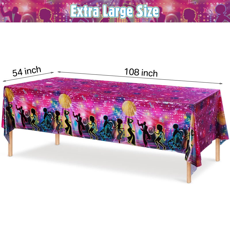 Moukeren Disco Plastic Party Tablecloth 70's Party Table Cover 70s Birthday Party Supplies The 70s Party Decoration Throwback for Dining Room Kitchen  54 x 108 Inch (3) - Image 2